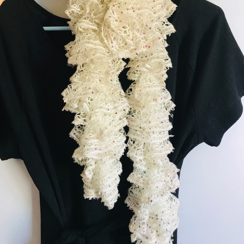 White with sequence fashion scarf